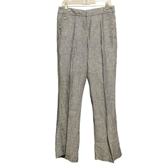 INC Linen Pants Size 10 International Concepts Sailor Style Button Pockets - Picture 1 of 7
